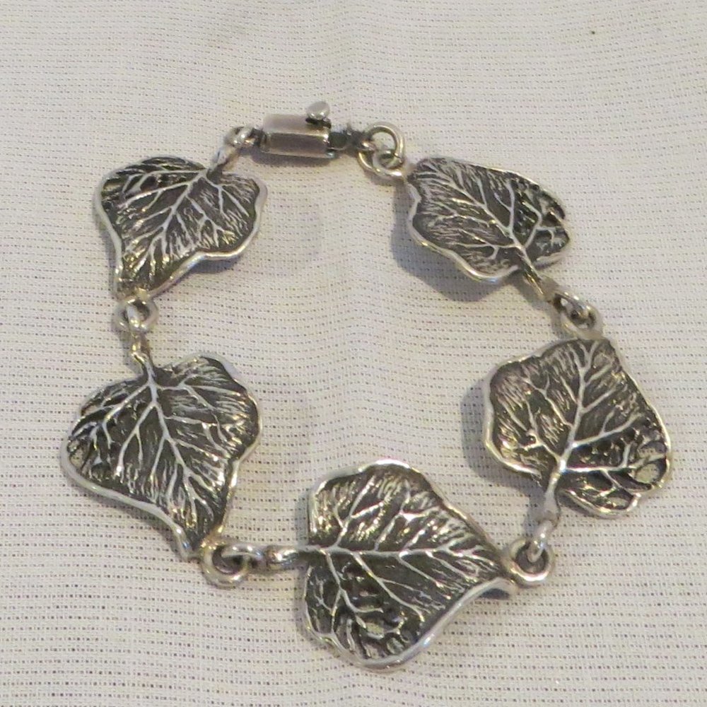 Sterling “Leaf” Link Bracelet Bangle